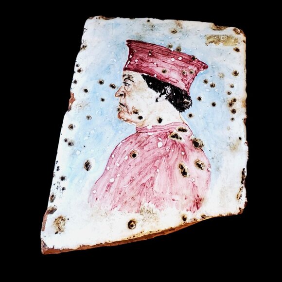 Duke de Montefelto Portrait Copy Hand-Painted Ceramic Tile - Picture 13 of 13